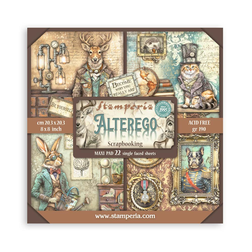 Stamperia Single-Sided Paper Pad 8x8 - Alterego