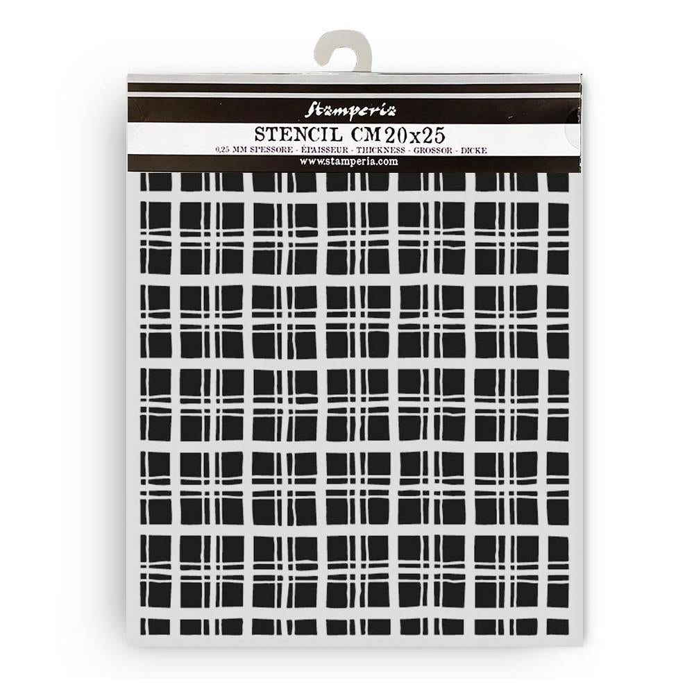 Stamperia stencil with a plaid pattern
