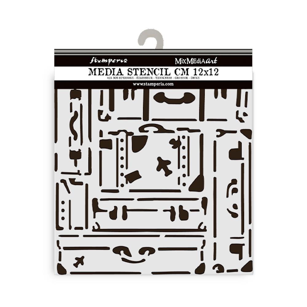 Stamperia Stencil 12cm x 12cm - Art Of Travelling Suitcases