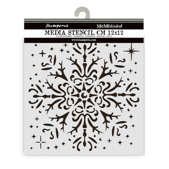 Stamperia Stencil 12cm x 12cm - The Owl's House Snowflake