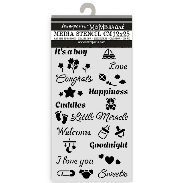 Stamperia Stencil 12x25cm - Baby - Quotes