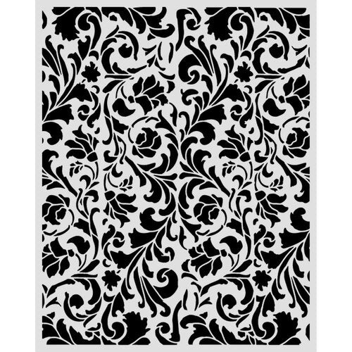 Decorative black floral pattern on a white background