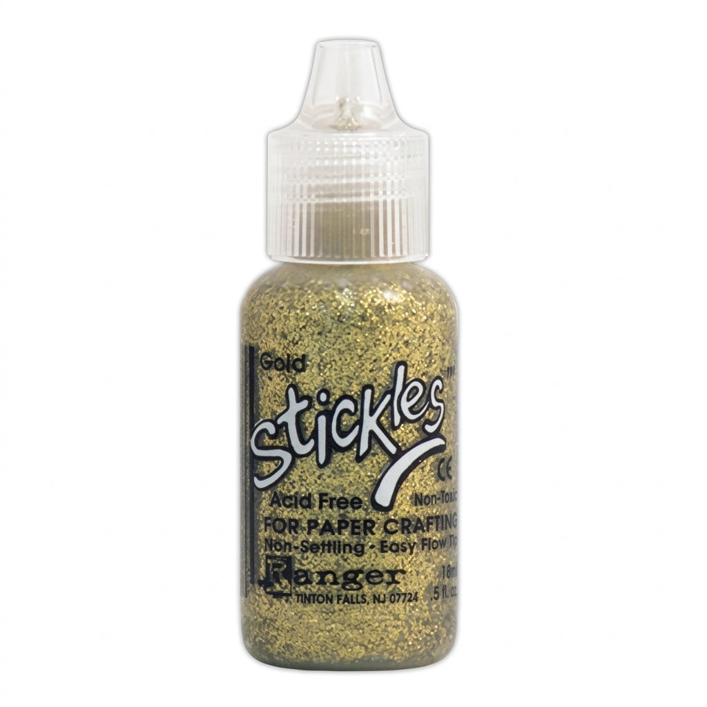 Ranger Stickles glitter glue in a clear squeeze bottle with a precision applicator tip