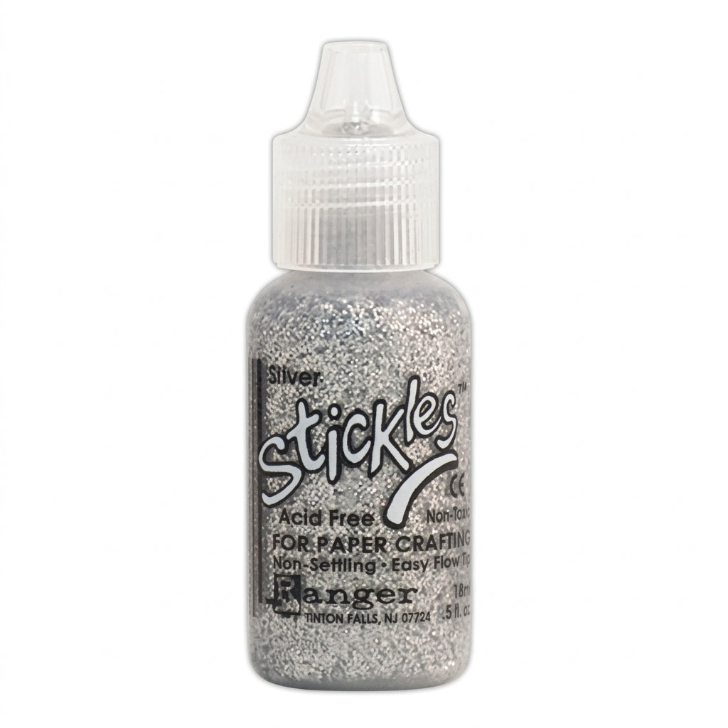Ranger Stickles glitter glue in a clear squeeze bottle with a precision applicator tip