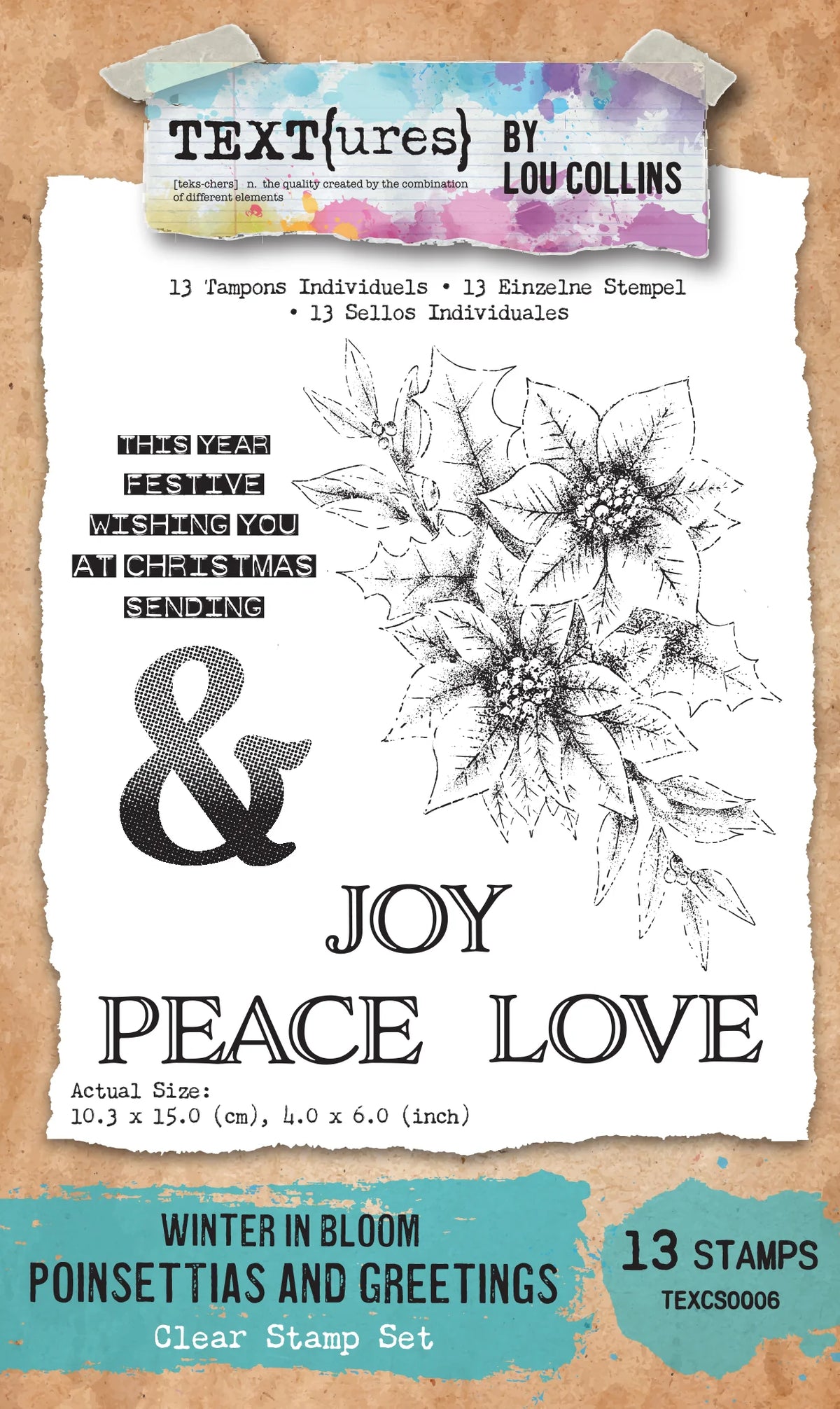TEXT(ures) Background Stamp - Winter in Bloom - Poinsettias and Greetings