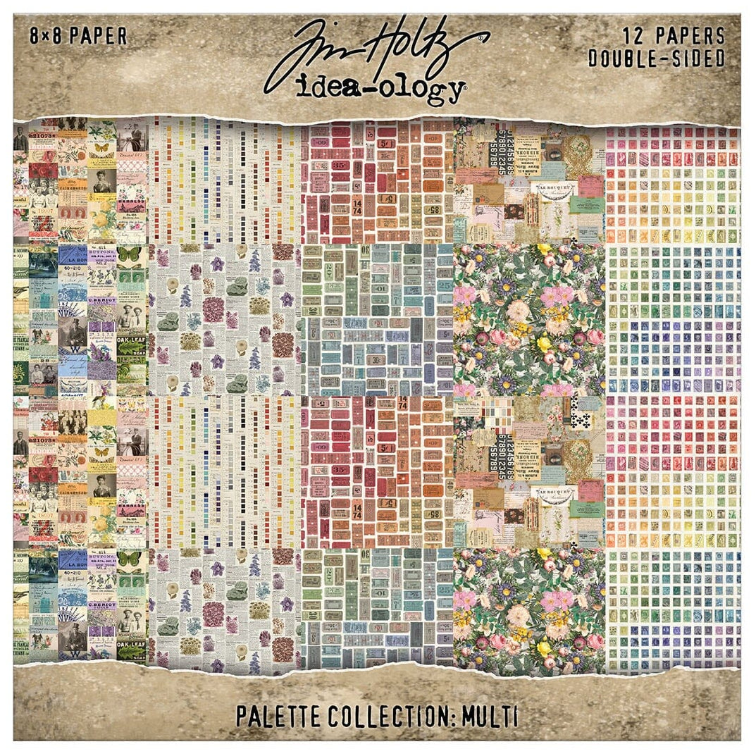 Package of Tim Holtz Idea-ology paper with various patterns and colors.