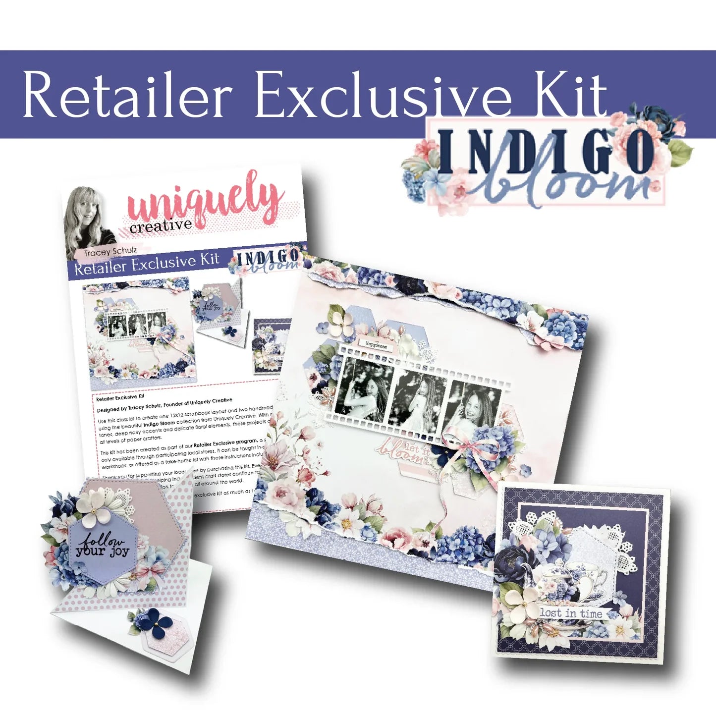 Uniquely Creative - Indigo Bloom Layout and Cards Kit