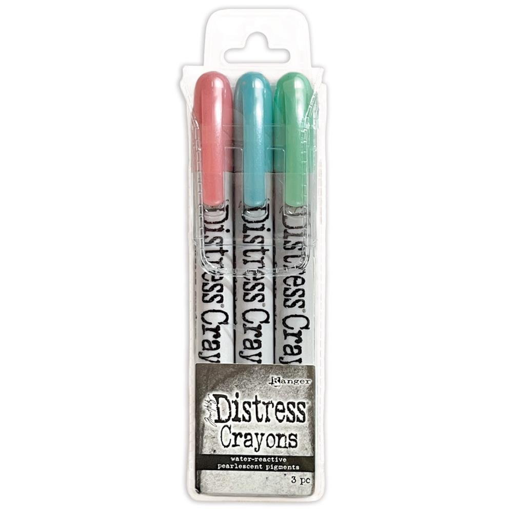 Tim Holtz Distress Crayon Set – Holiday Set #6 with pearlescent colors Sugary Gumdrop, Wonderland, and Frosty Mint