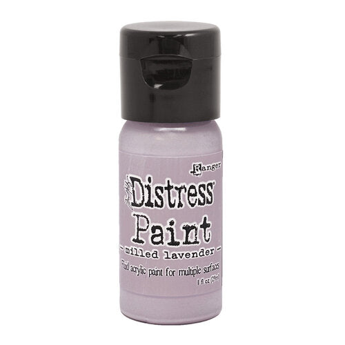 Bottle of Distress Paint in Milled Lavender color on a white background
