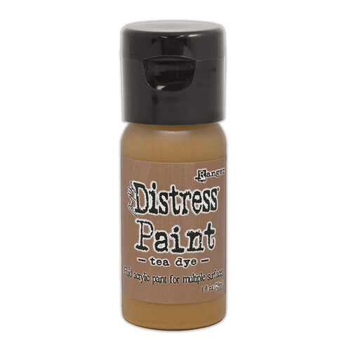 Bottle of Ranger Distress Paint in Tea Dye color on a white background