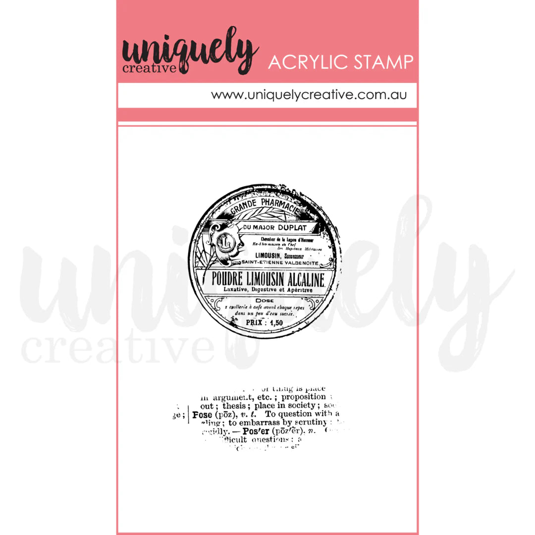 Uniquely Creative - Acrylic Mini Mark Making Stamp - Vintage Dictionary