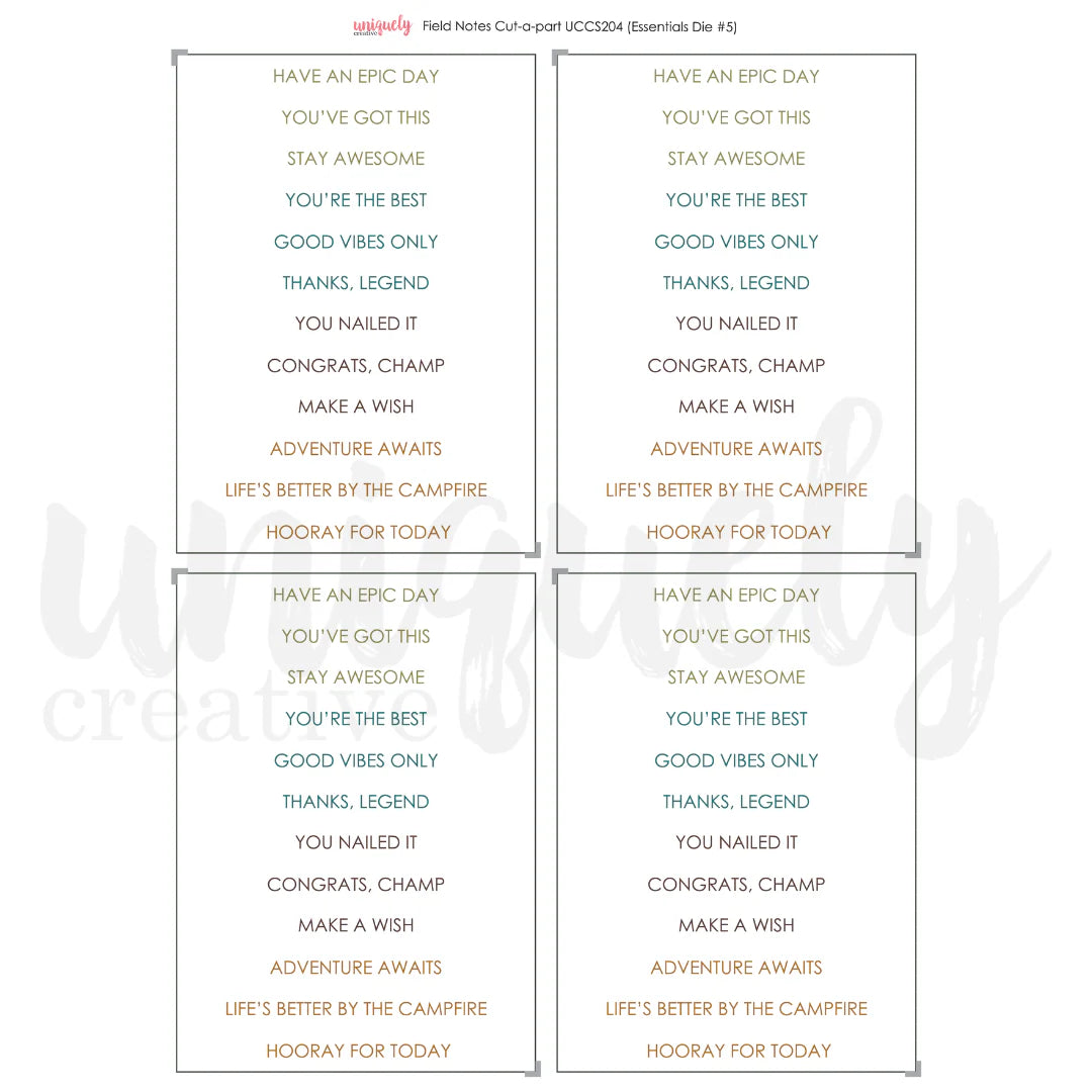 Uniquely Creative - Mini Cut-A-Part Sheet - Field Notes