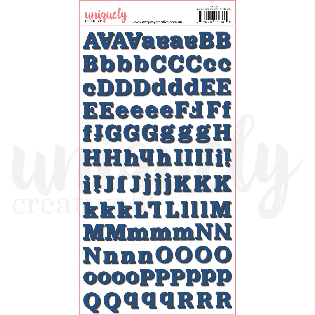 Uniquely Creative - Navy Dimensional Alpha Stickers