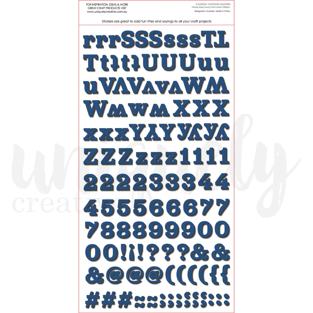 Uniquely Creative - Navy Dimensional Alpha Stickers