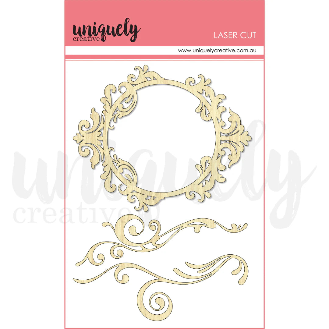Uniquely Creative - Laser Cut Stickers - Wooden Frame & Flourishes