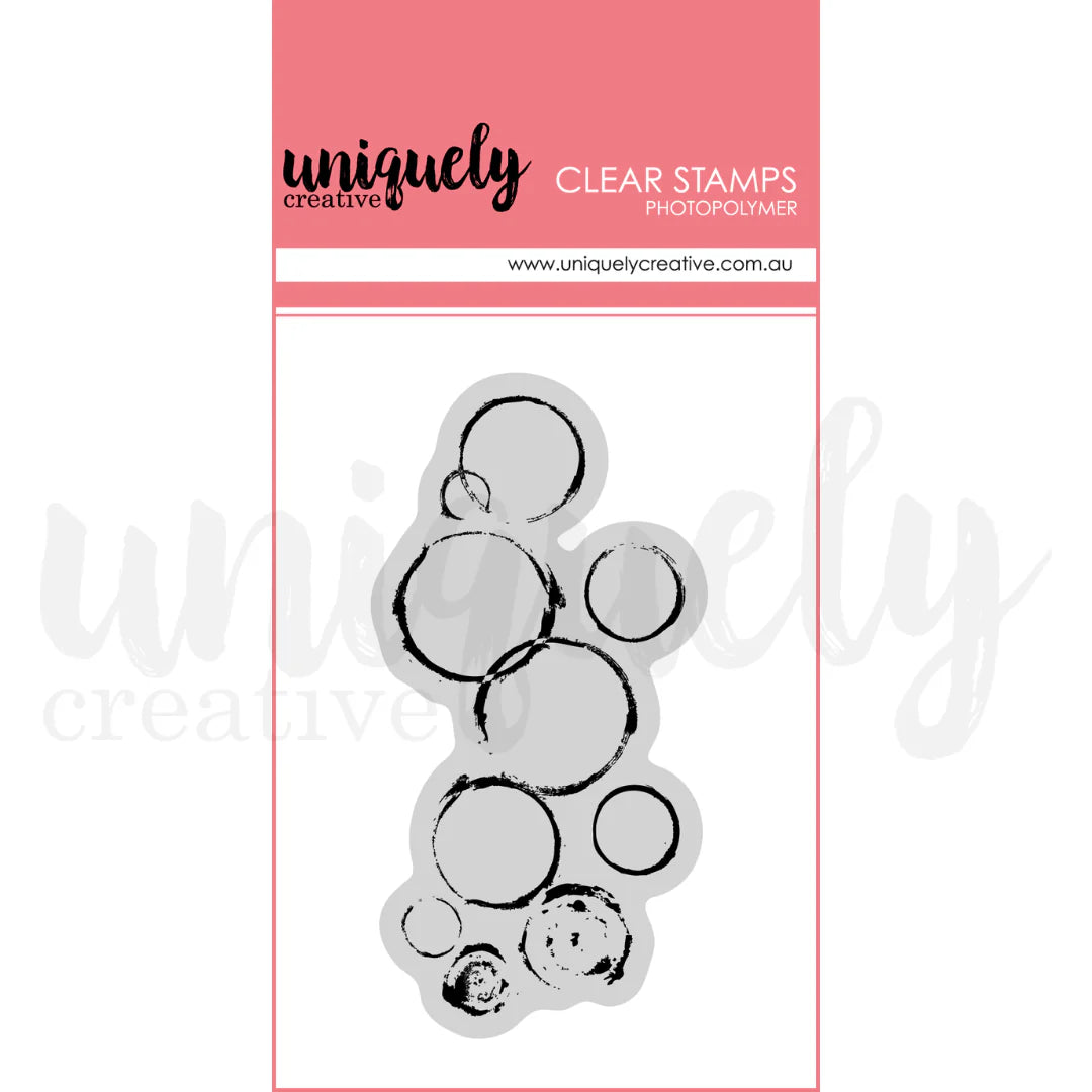 Clear stamps with bubble design on a uniquely creative packaging