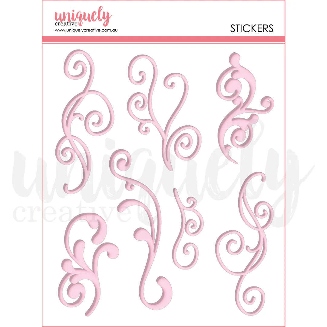 Uniquely Creative - Pink Flourish Puffy Stickers