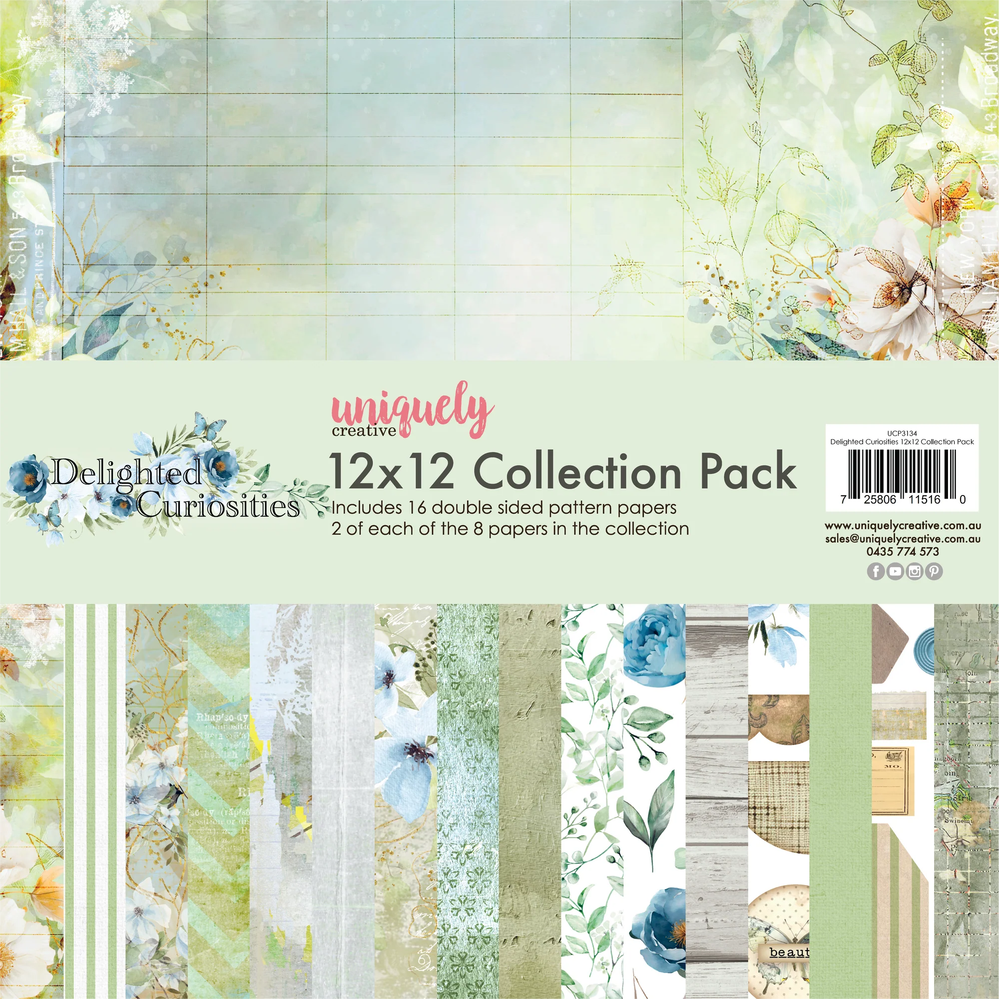 12x12 Collection Pack with flowers and patterns by uniquely creative