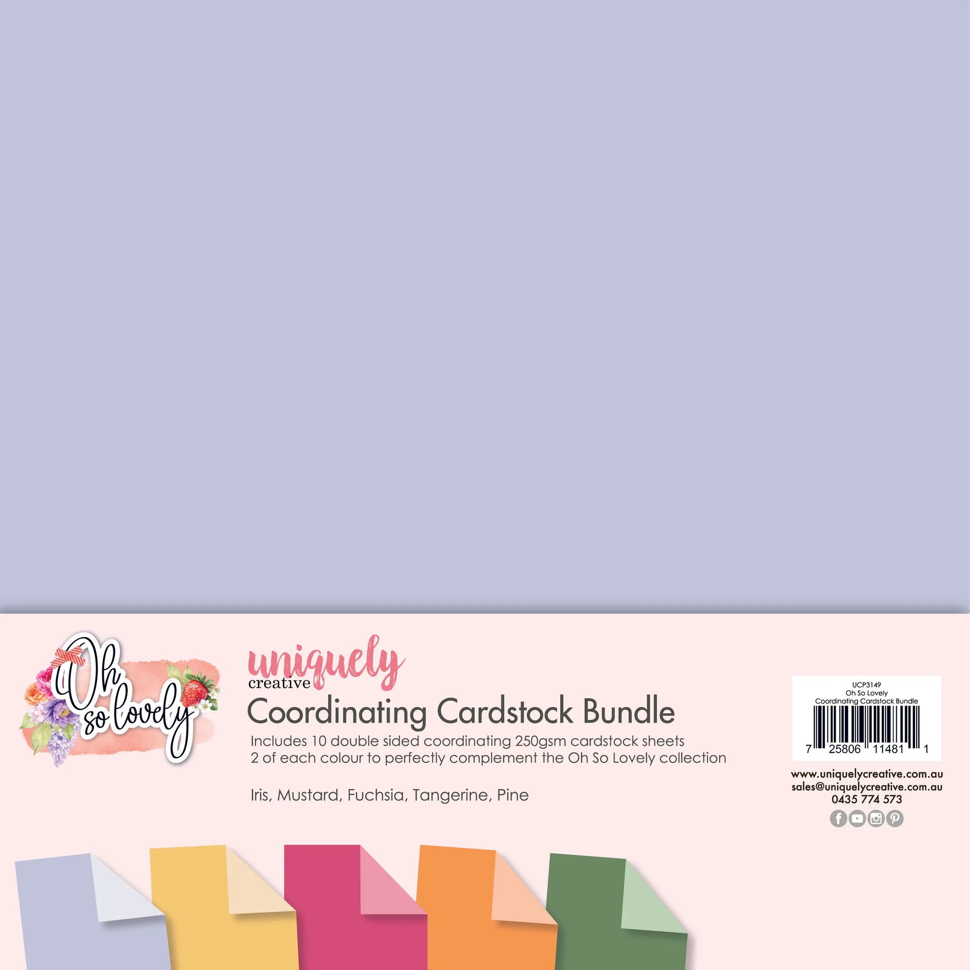 Uniquely Creative Coordinating Cardstock Bundle packaging with colorful cardstock samples on a white background.