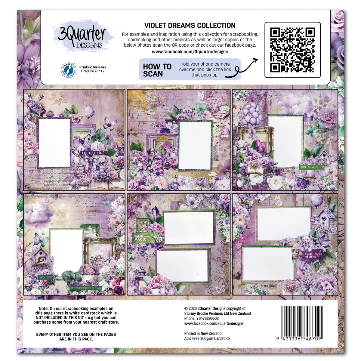 3Quarter Designs 12x12 Paper Pack - Violet Dreams