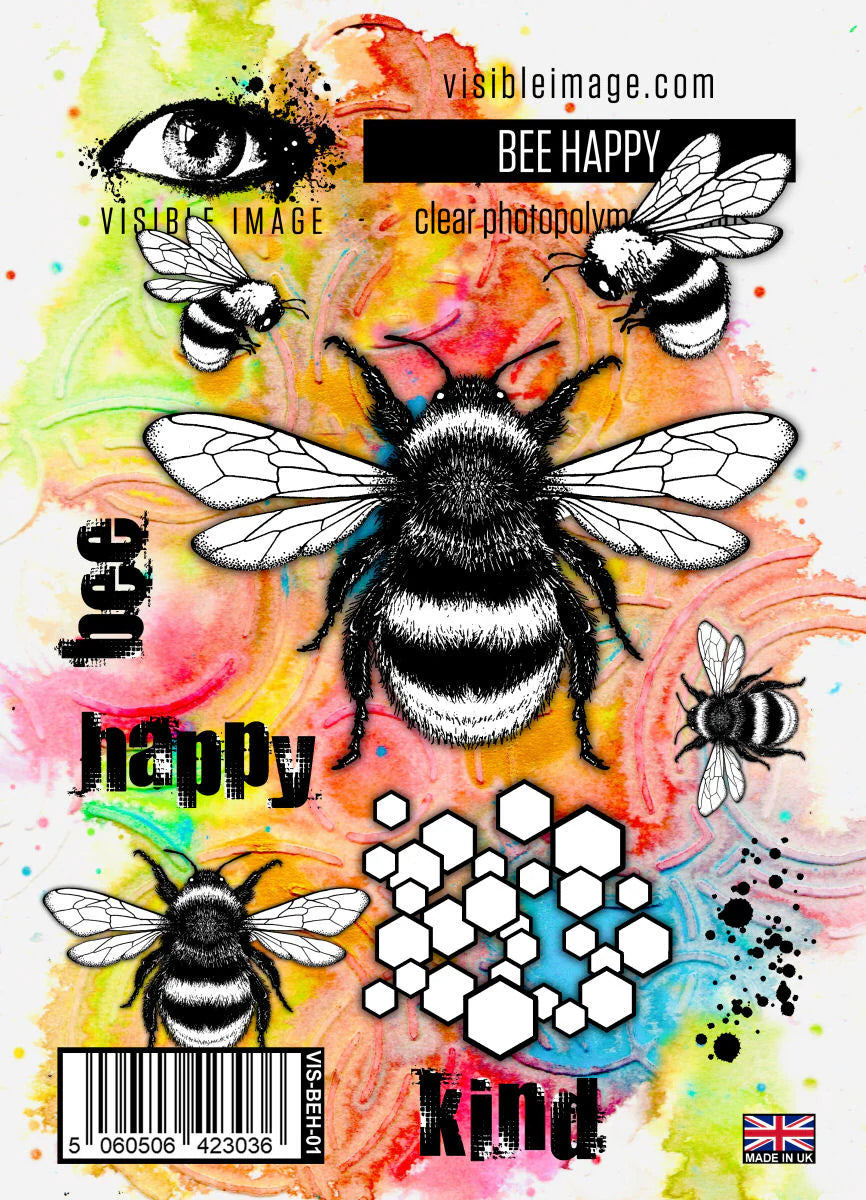 bees, quotes and patterns on a colourful background