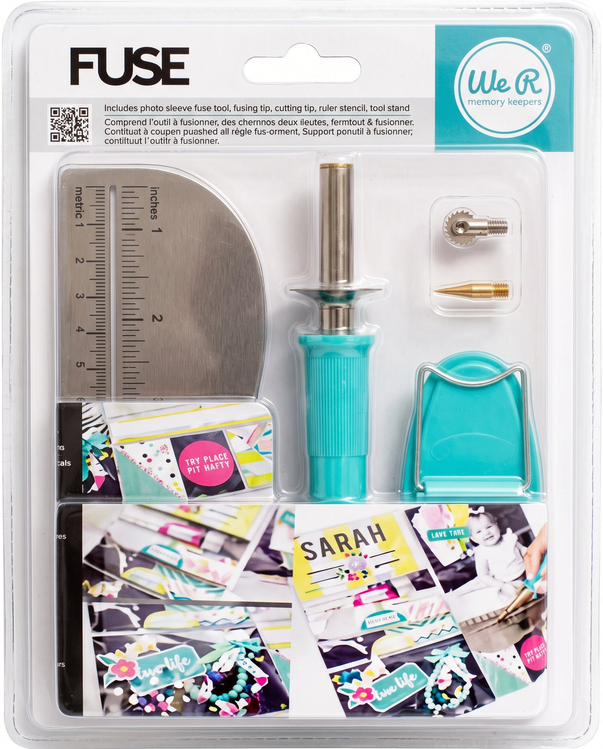 We R Fuse Photo Sleeve Tool AU version with attached tip, ruler stencil, loose tips and turquoise tool stand