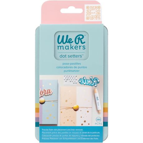 We R Makers dot setters packaging with a pink top on a white background