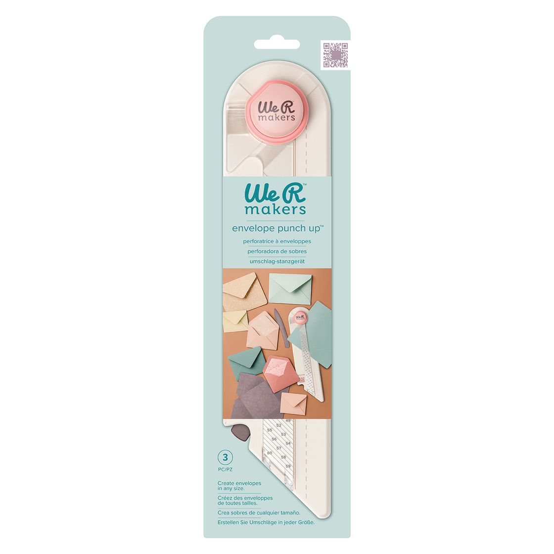 We R Makers envelope punch set packaging on a white background