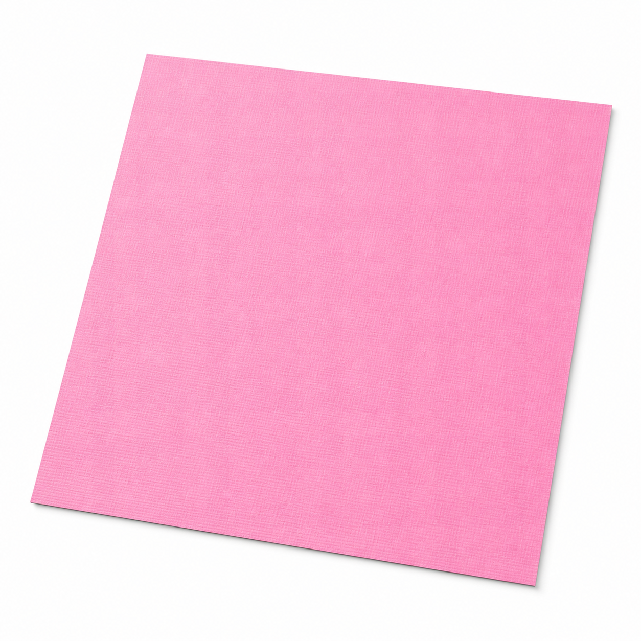 A square pink textured sheet, likely cardstock or craft paper, shown at an angle on a plain white background.