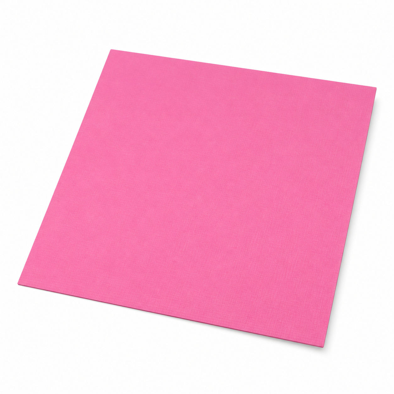 A bright pink square sheet of textured paper, shown at an angle on a clean white background.