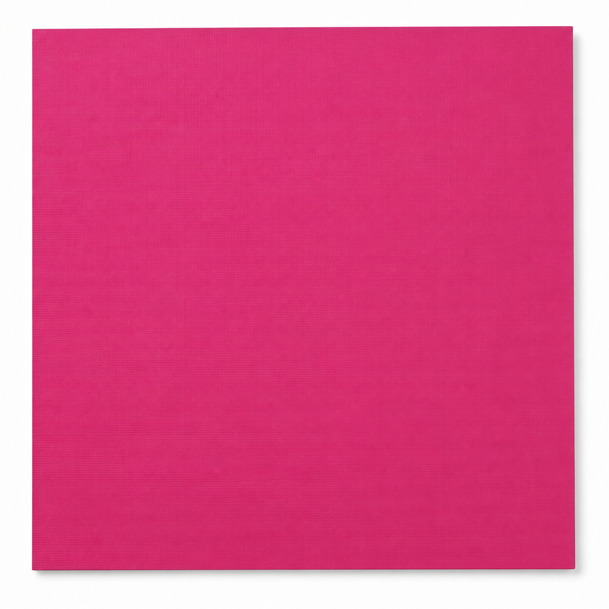 A solid hot pink square sheet of paper or cardstock with a subtle matte texture, shown against a clean white background with a soft drop shadow.