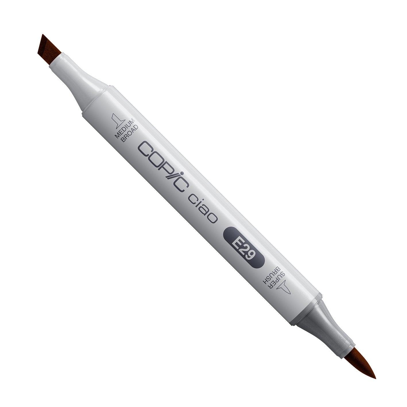 Copic Ciao E29 Burnt Umber alcohol marker with medium broad and super brush nibs