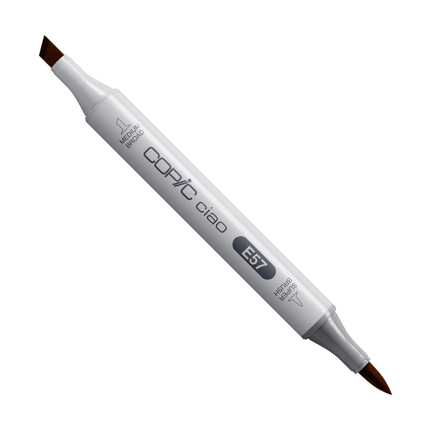 Copic Ciao E57 Light Walnut alcohol marker with medium broad and super brush nibs