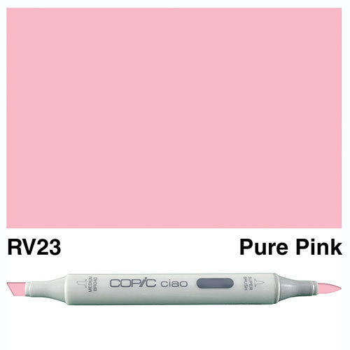 Copic Ciao RV23 Pure Pink marker showing medium broad chisel nib and super brush nib