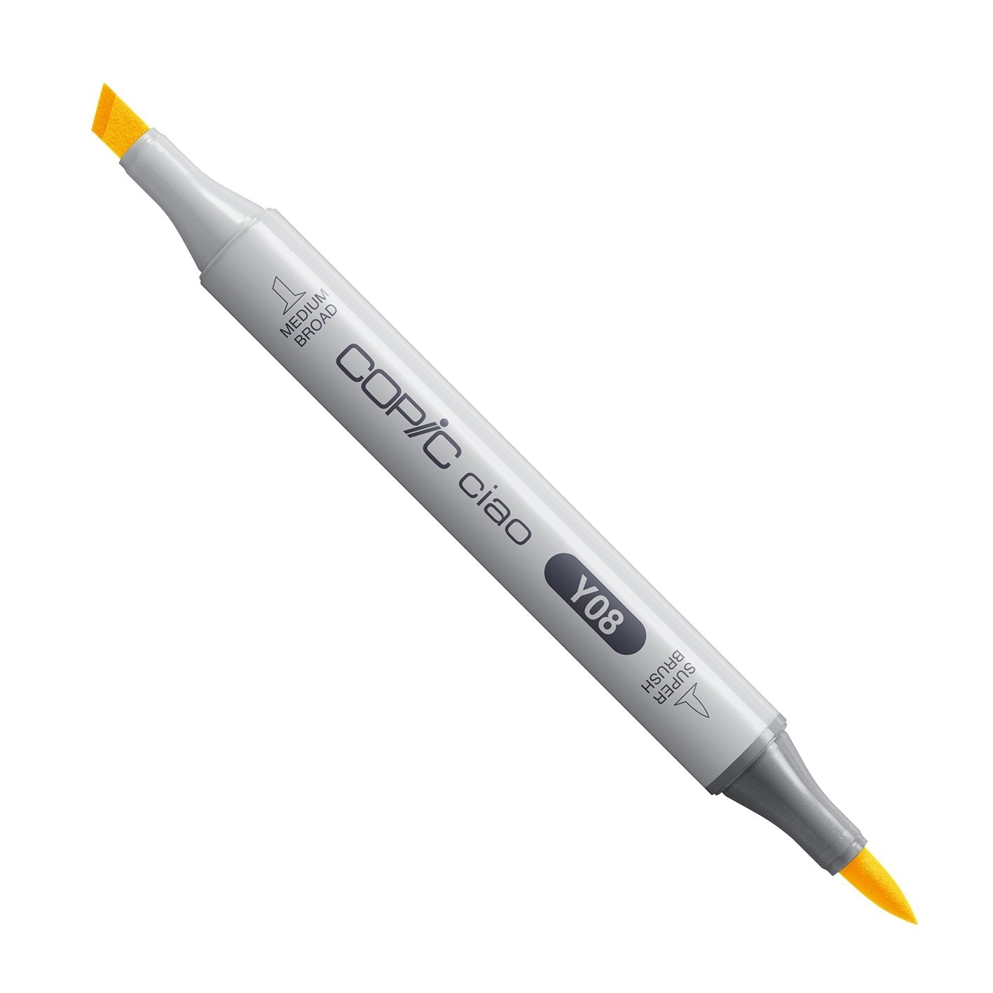 Copic Ciao Y08 Acid Yellow alcohol marker with medium broad and super brush nibs