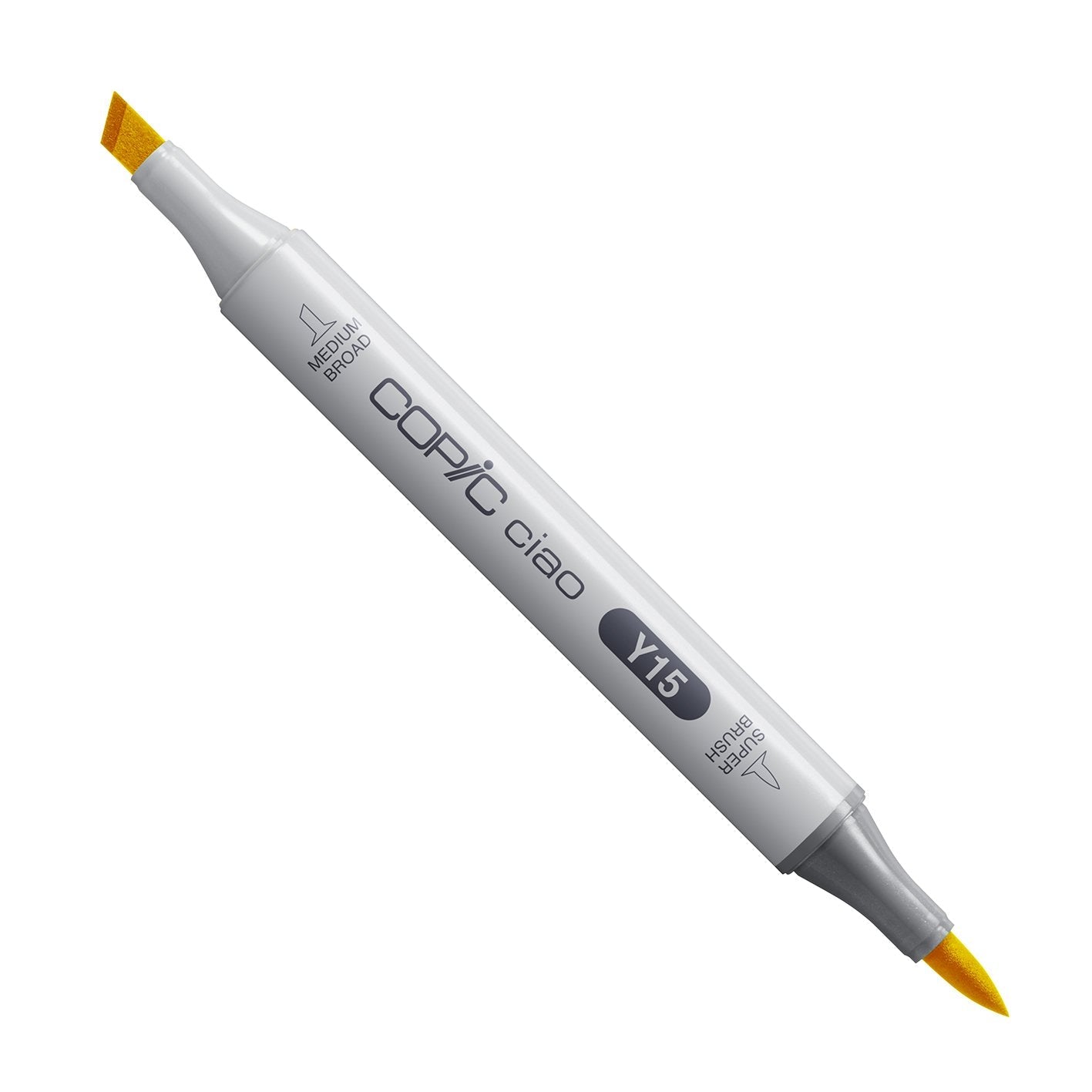 Copic Ciao Y15 Cadmium Yellow alcohol marker with medium broad and super brush nibs
