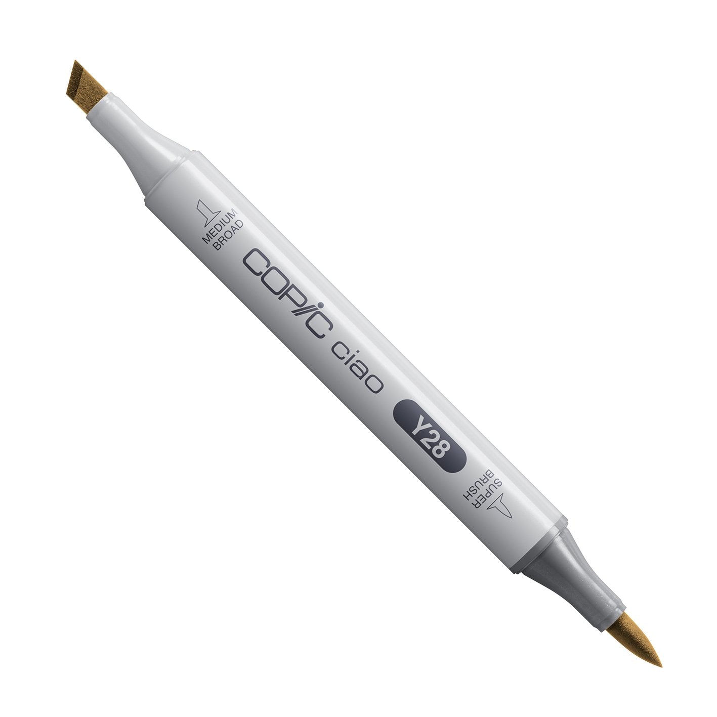 Copic Ciao Y28 Lionet Gold alcohol marker with medium broad and super brush nibs