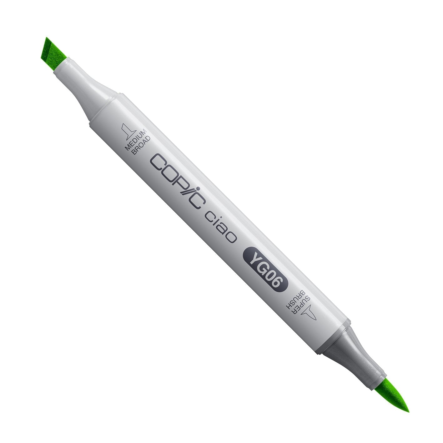 Copic Ciao YG06 Yellowish Green alcohol marker with medium broad and super brush nibs