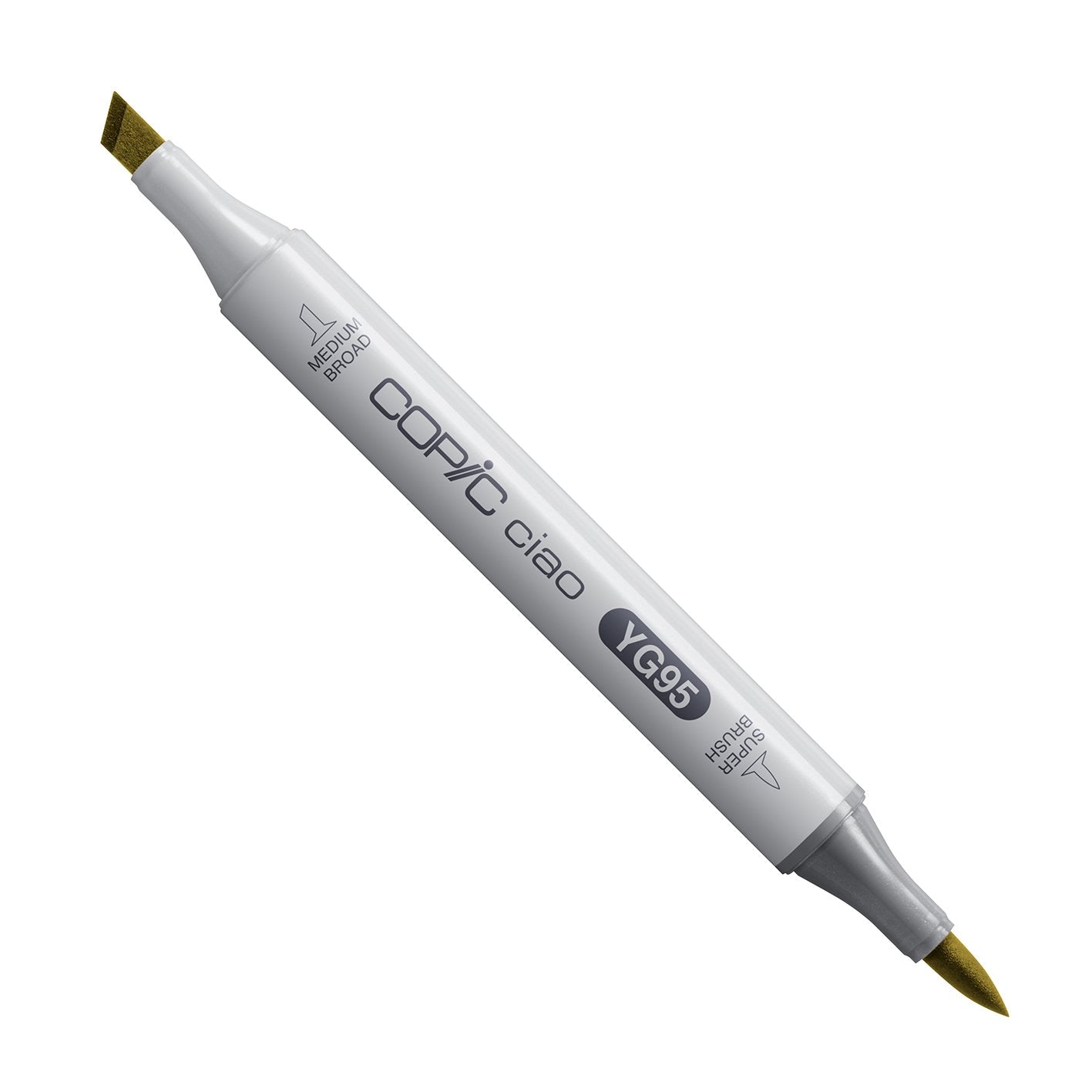 Copic Ciao YG95 Pale Olive alcohol marker with medium broad and super brush nibs