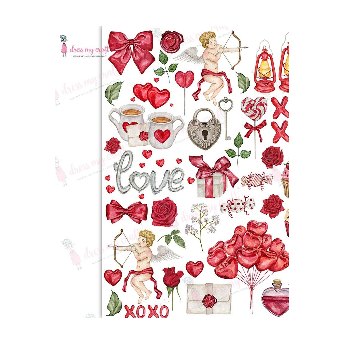 Dress My Craft Transfer Me Sheet A4 - Cupid & Hearts