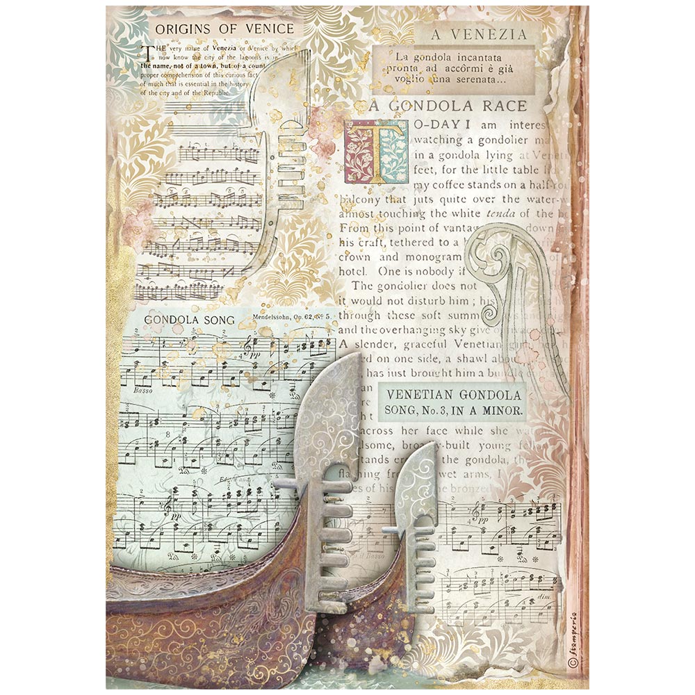 Stamperia Rice Paper Sheet A4 - Venice City of Art