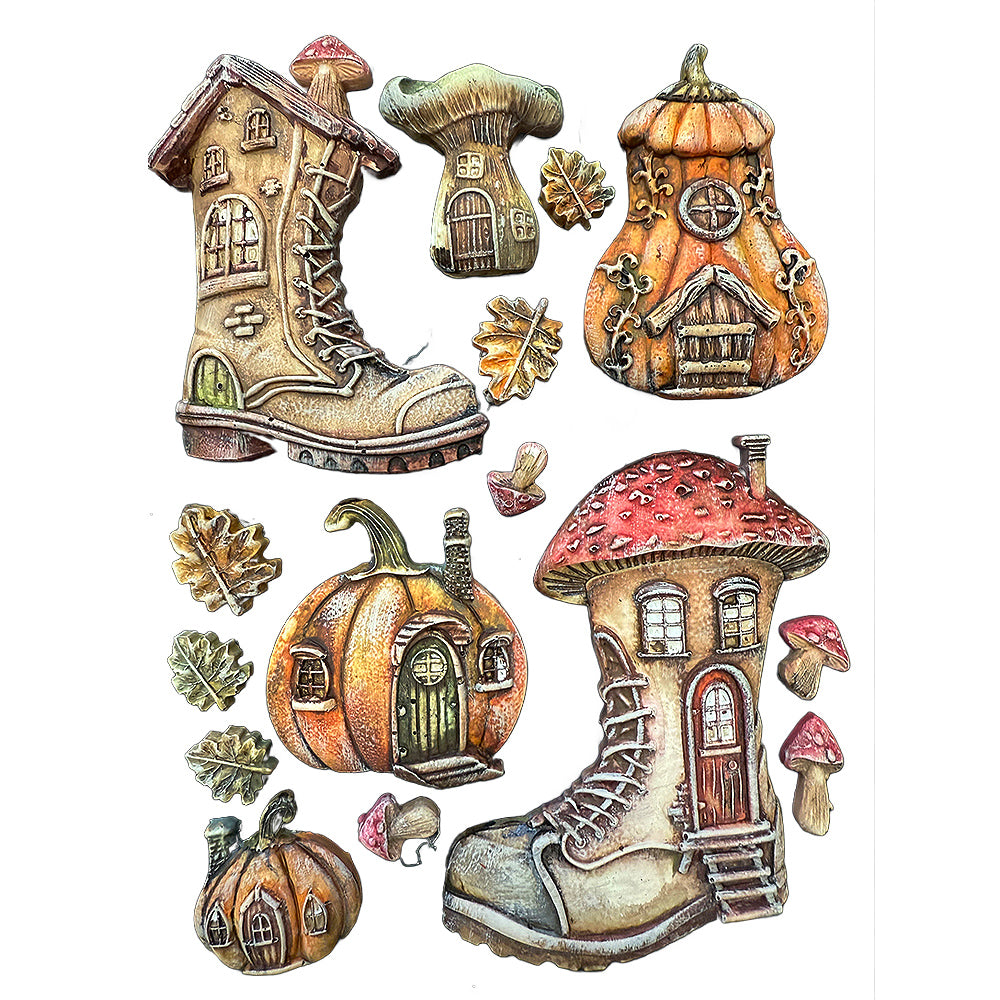 Stamperia Silicone Mould A5 - Whispering Woods Boots and Pumpkin House