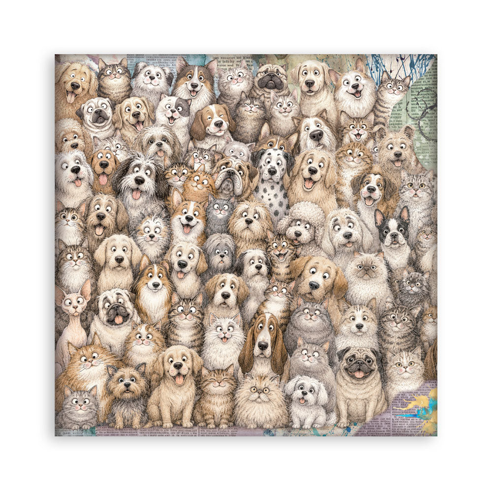 Stamperia Single-Sided Paper Pad 12x12 - Furry Friends 2