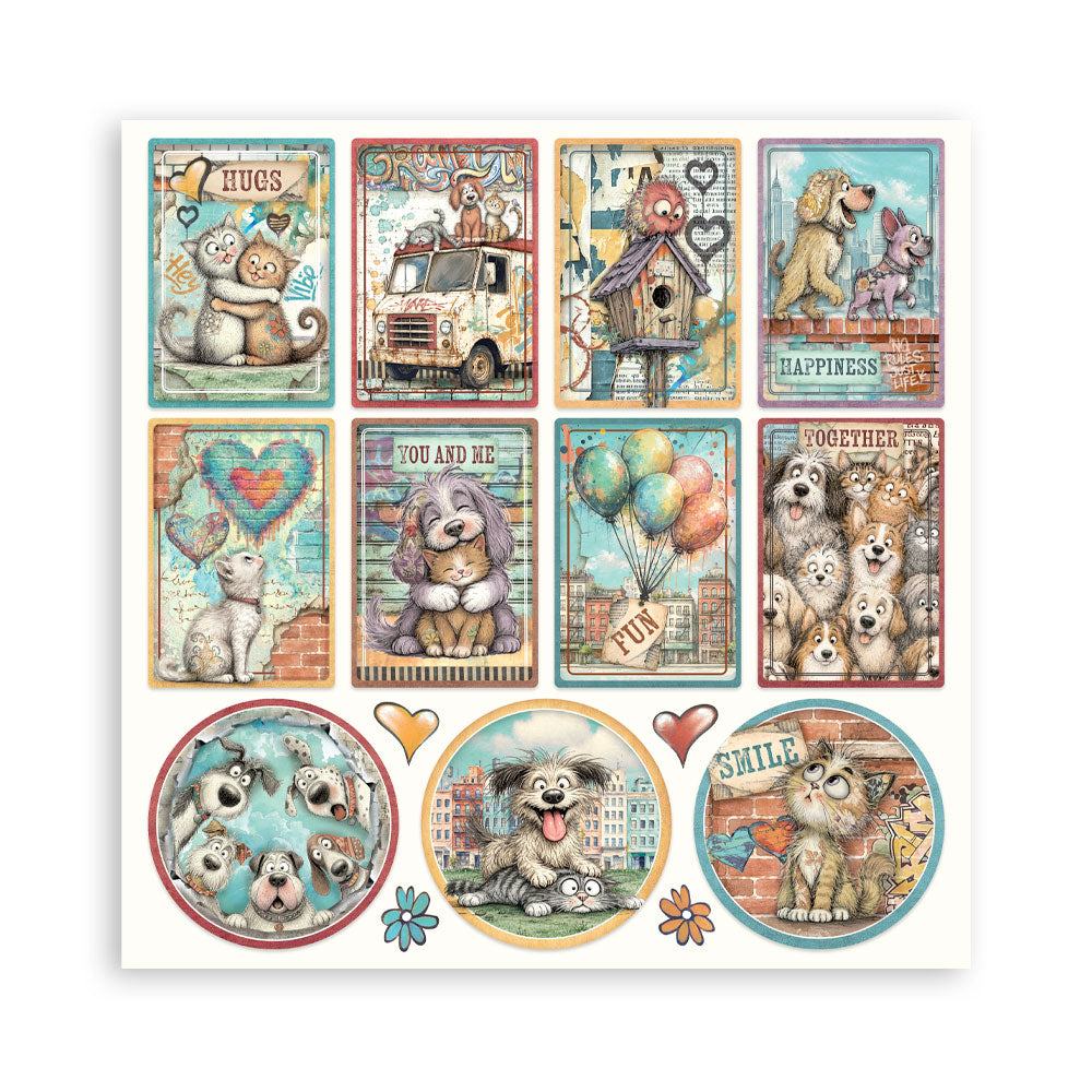 Stamperia Single-Sided Paper Pad 12x12 - Furry Friends 2