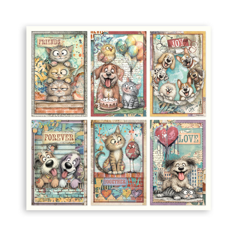 Stamperia Single-Sided Paper Pad 12x12 - Furry Friends 2