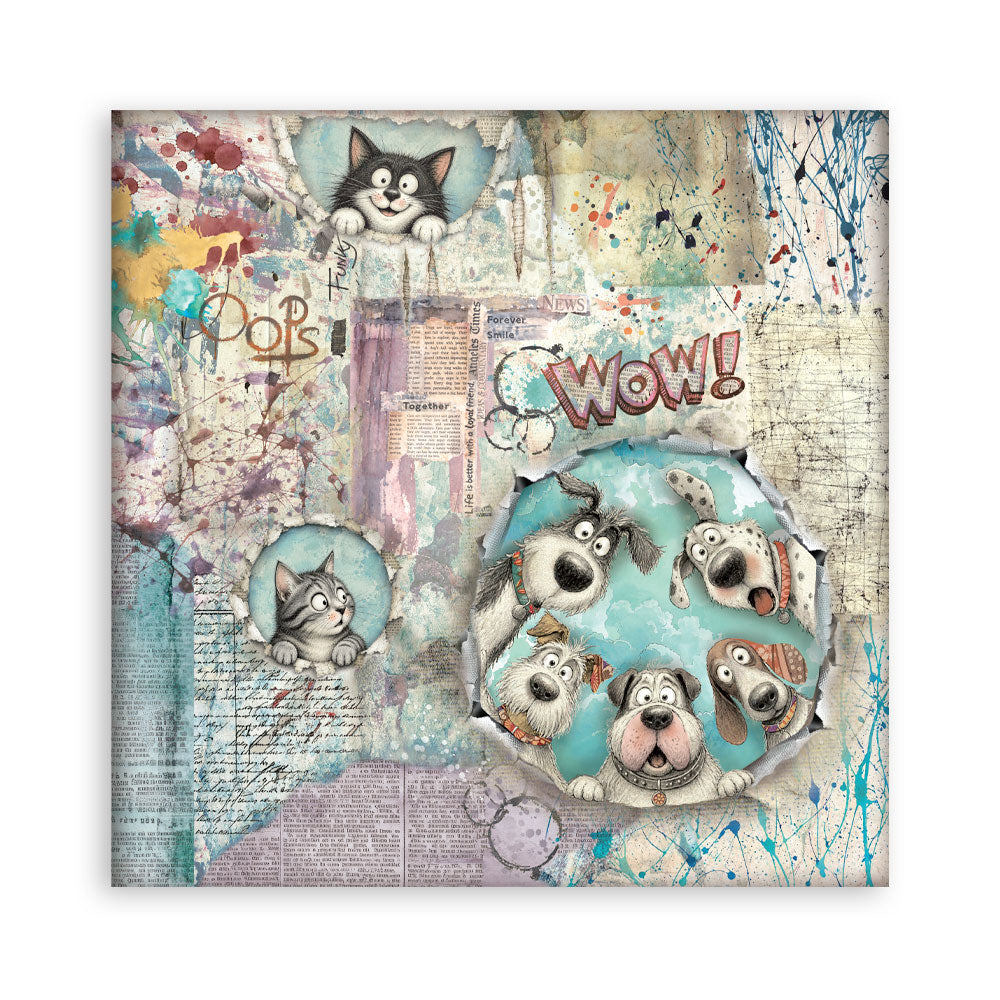 Stamperia Single-Sided Paper Pad 12x12 - Furry Friends 2