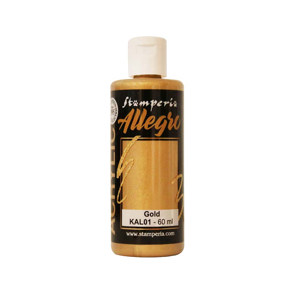 Stamperia Allegro Gold Metallic acrylic paint, 60 ml bottle