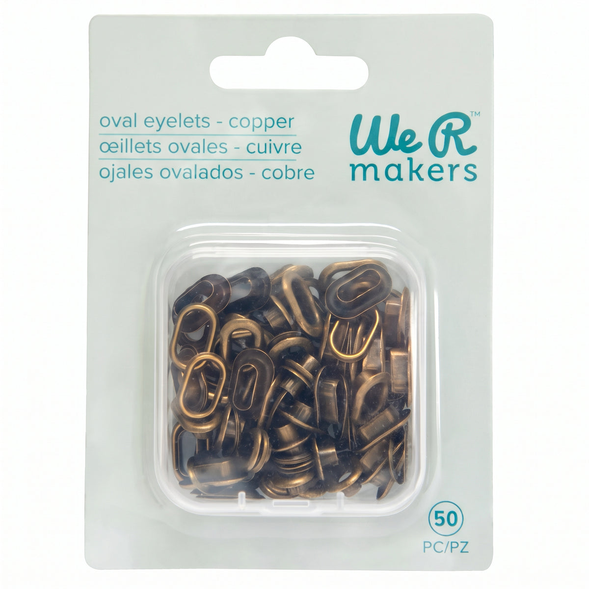 We R Makers Crop-A-Dile copper oval eyelets, 50-pack blister package