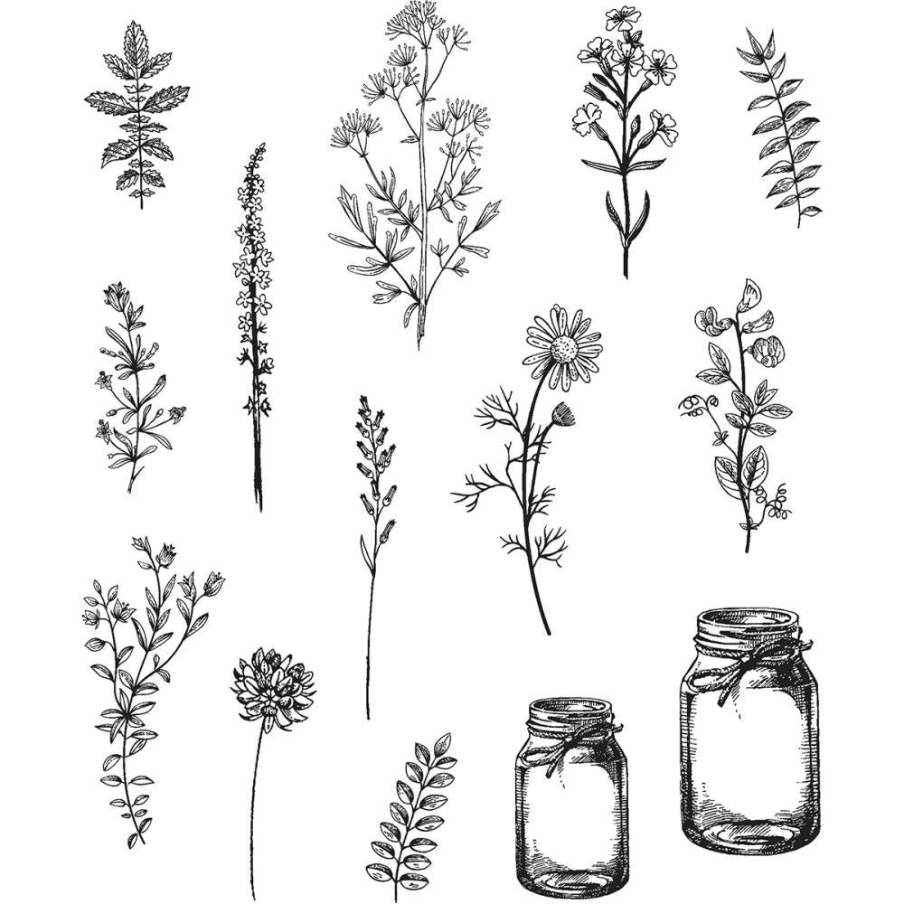 Tim Holtz Cling Rubber Stamp Set - Flower Jar