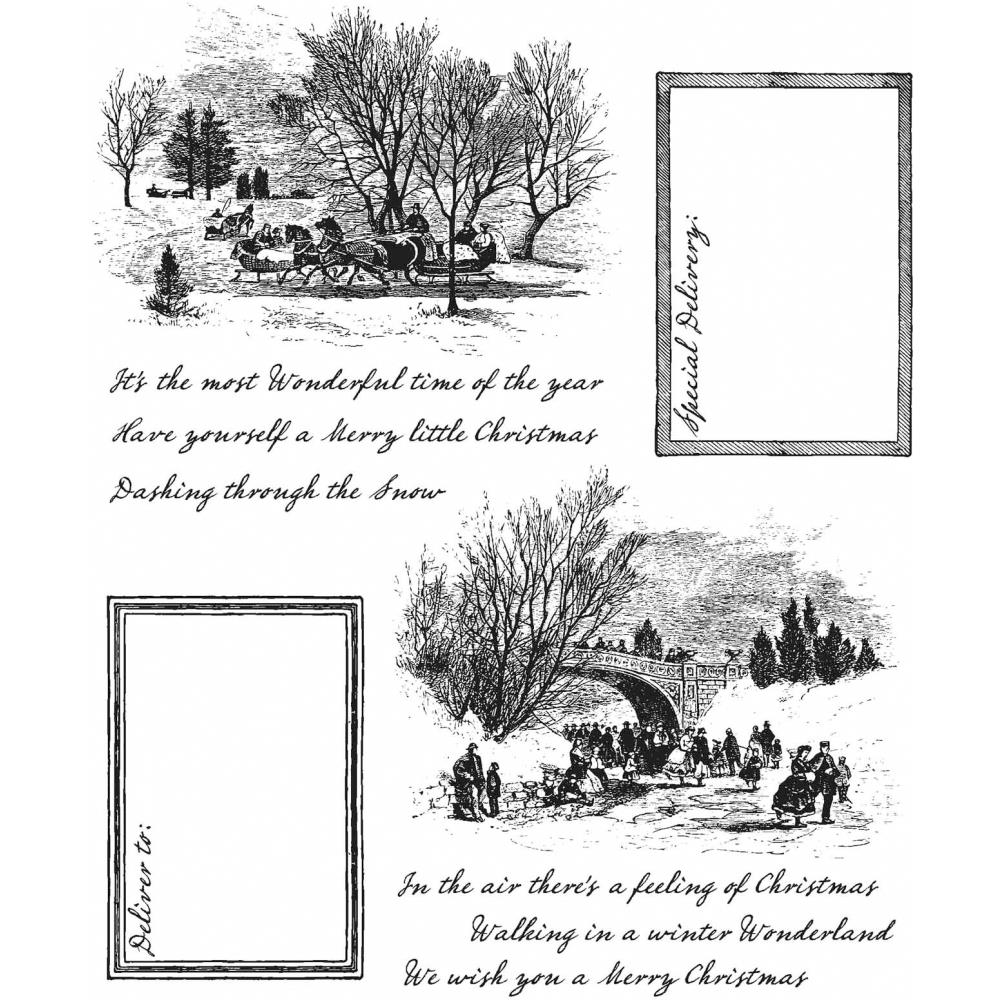 Tim Holtz Cling Rubber Stamp Set - Scenic Holiday